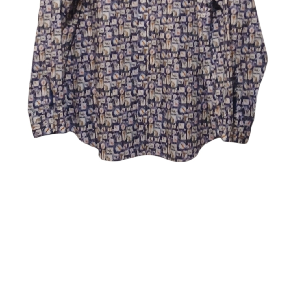 Bugatchi - NWOT, Navy Blue, Geometric Print Of Different Animals, - Picture 6 of 9